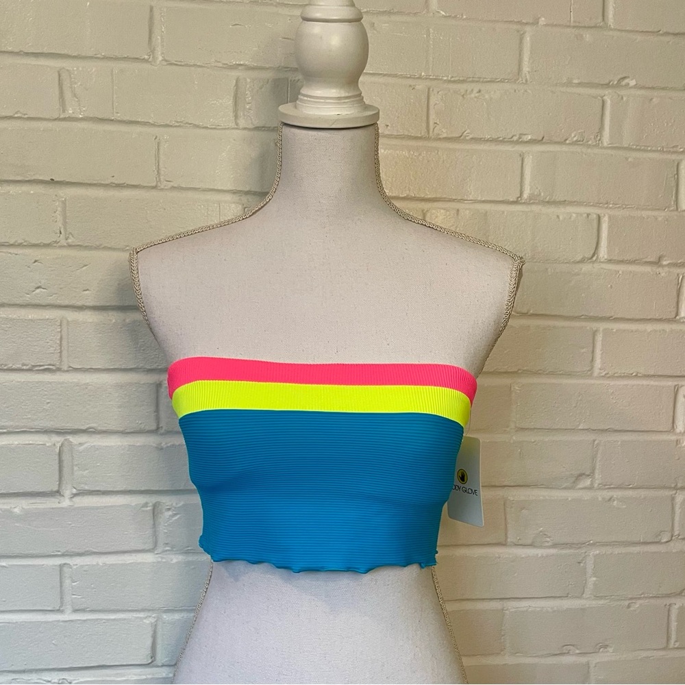 Body Glove Neon Striped Bikini Top NWT Women’s Size Medium Padded Beach Summer